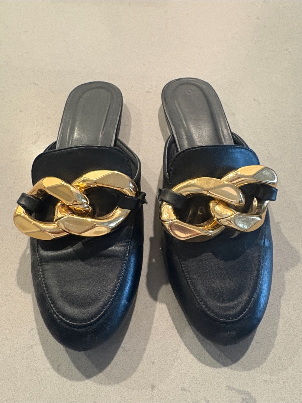 ShuShop Black Mules with Gold Accent 7